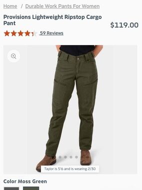 Lightweight Ripstop Cargo Pant - Moss Green